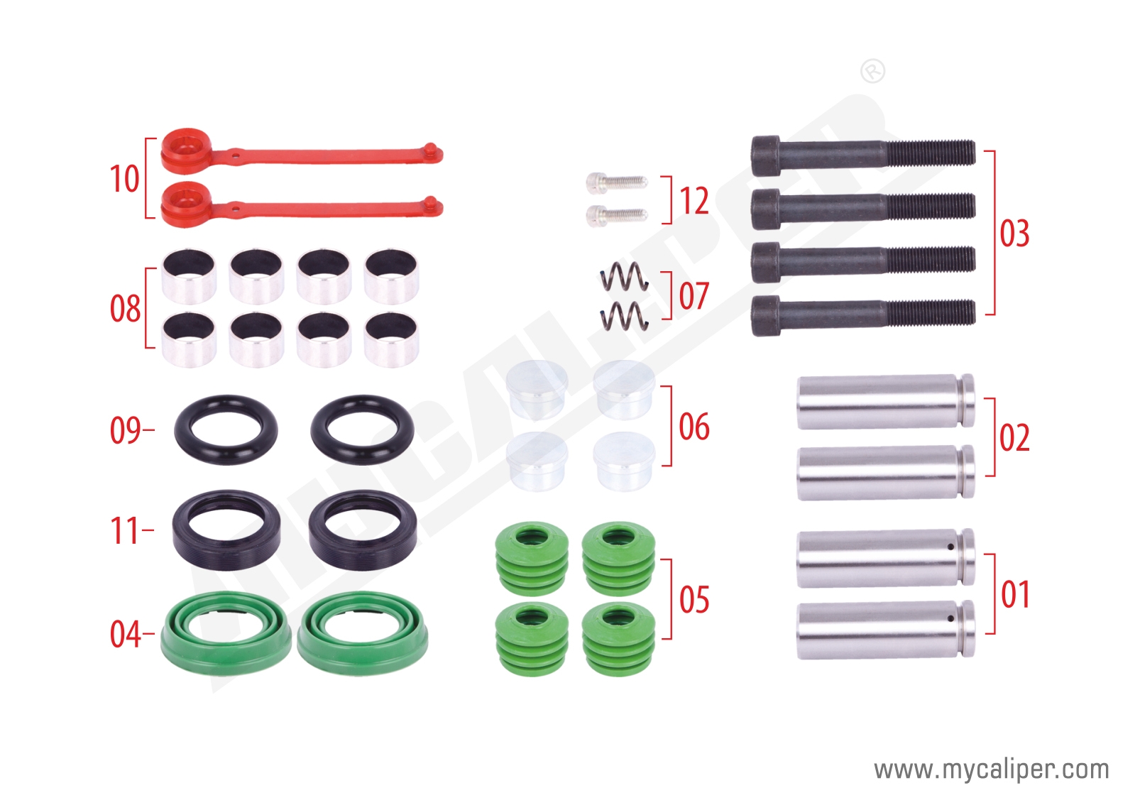 Caliper Guides & Seals Repair Kit 