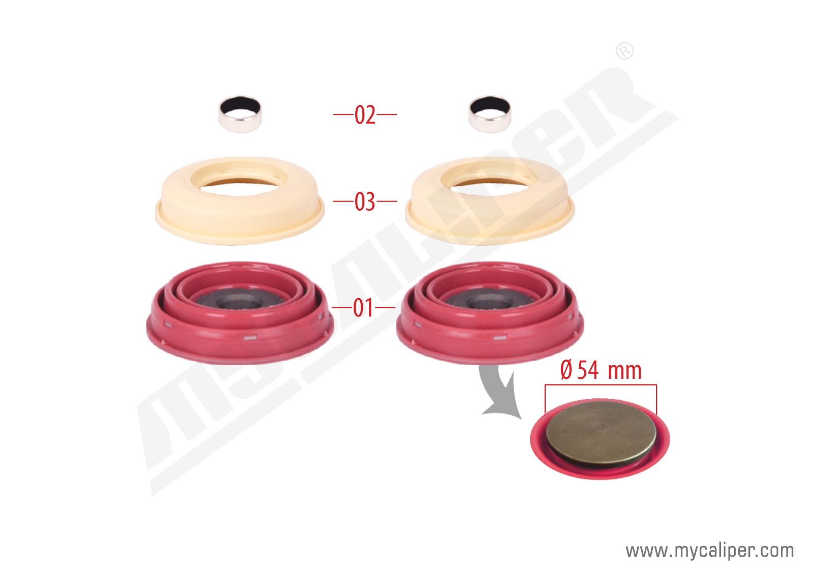 Caliper Piston Tappet & Seals Repair Kit 