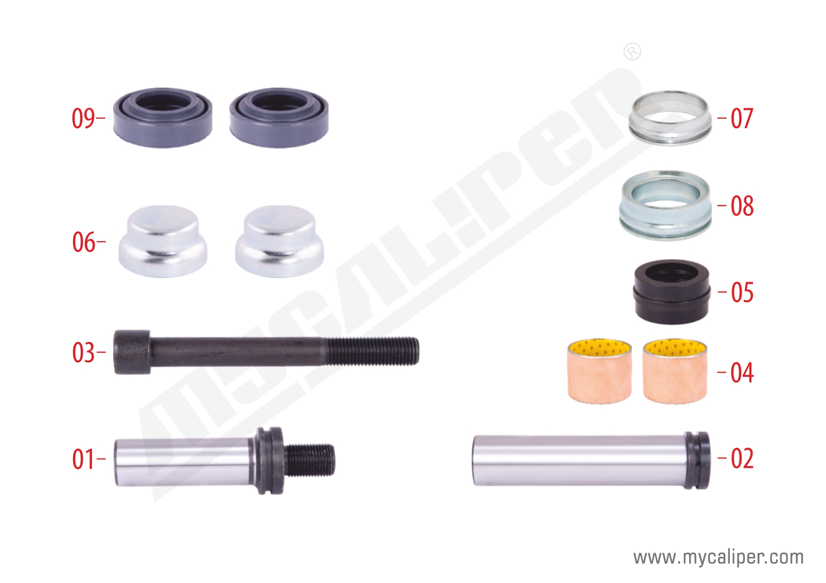 Caliper Guides & Seals Repair Kit