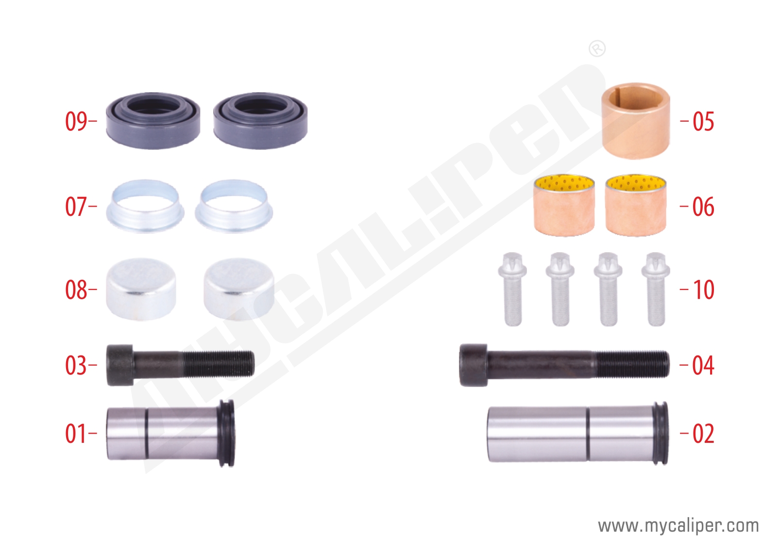 Caliper Guide & Seals Repair Kit