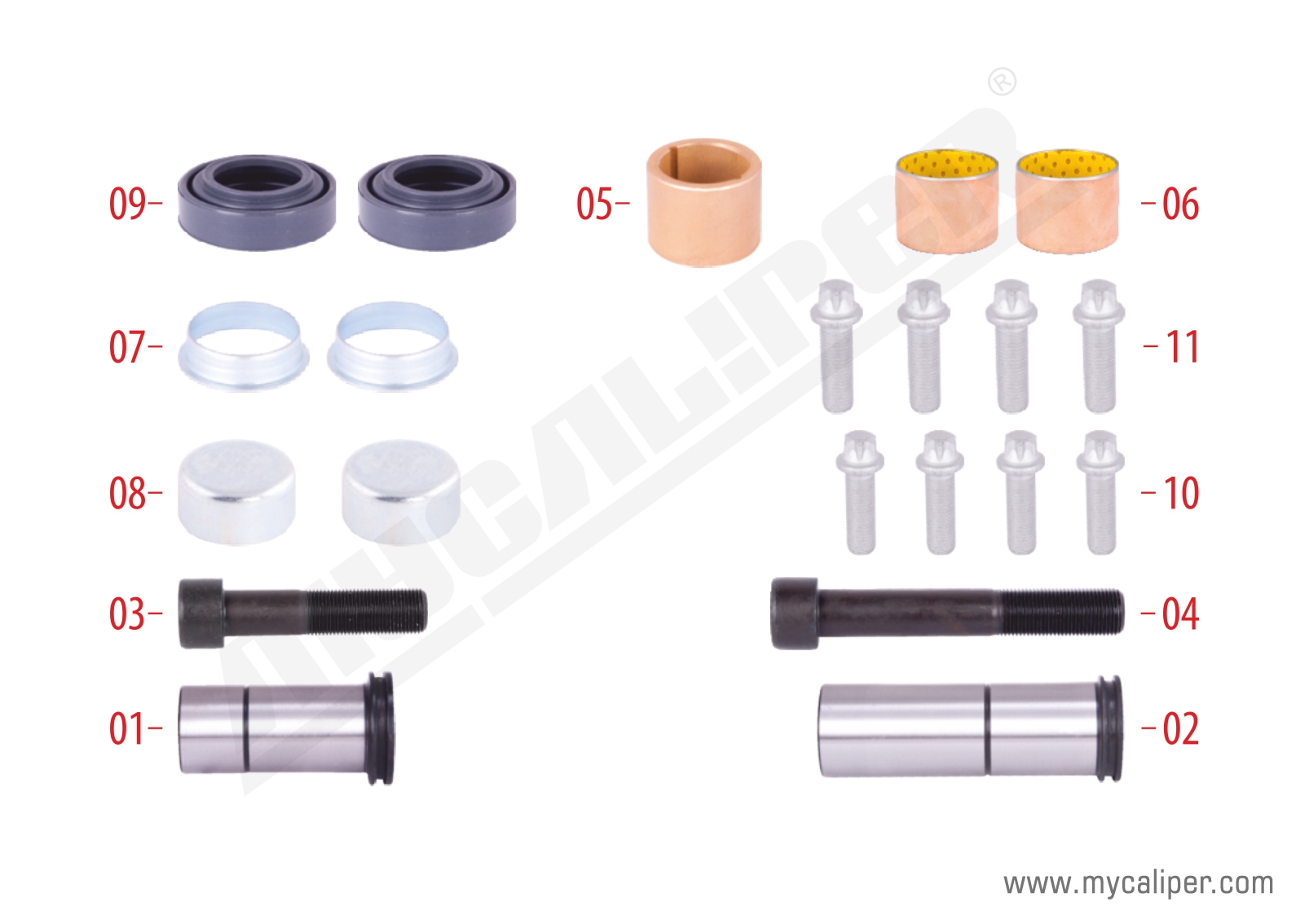 Caliper Guide & Seals Repair Kit