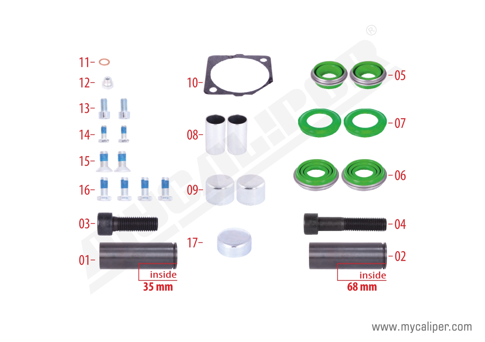 Caliper Overhaul Repair Kit