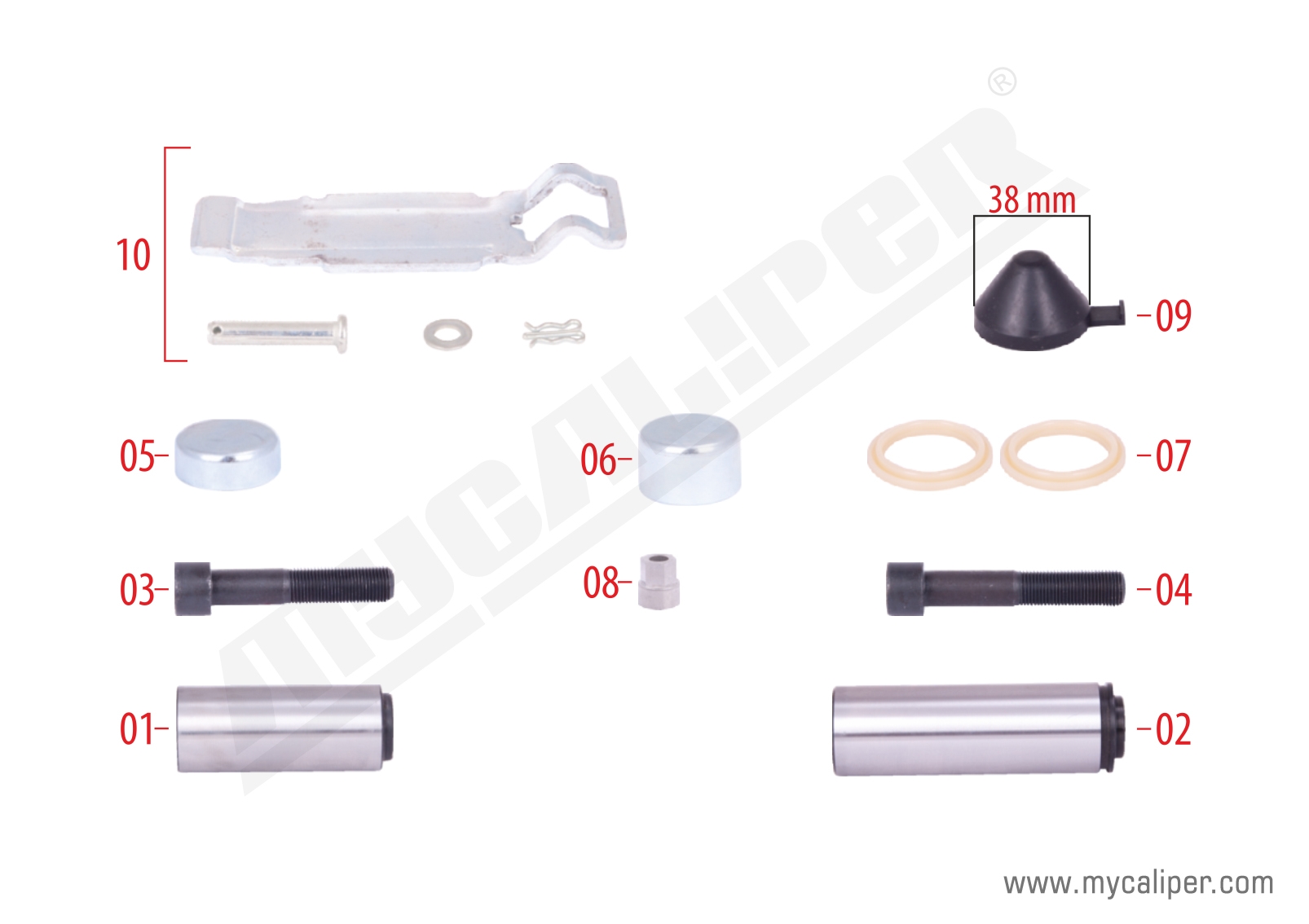 Caliper Guides & Seals Repair Kit 