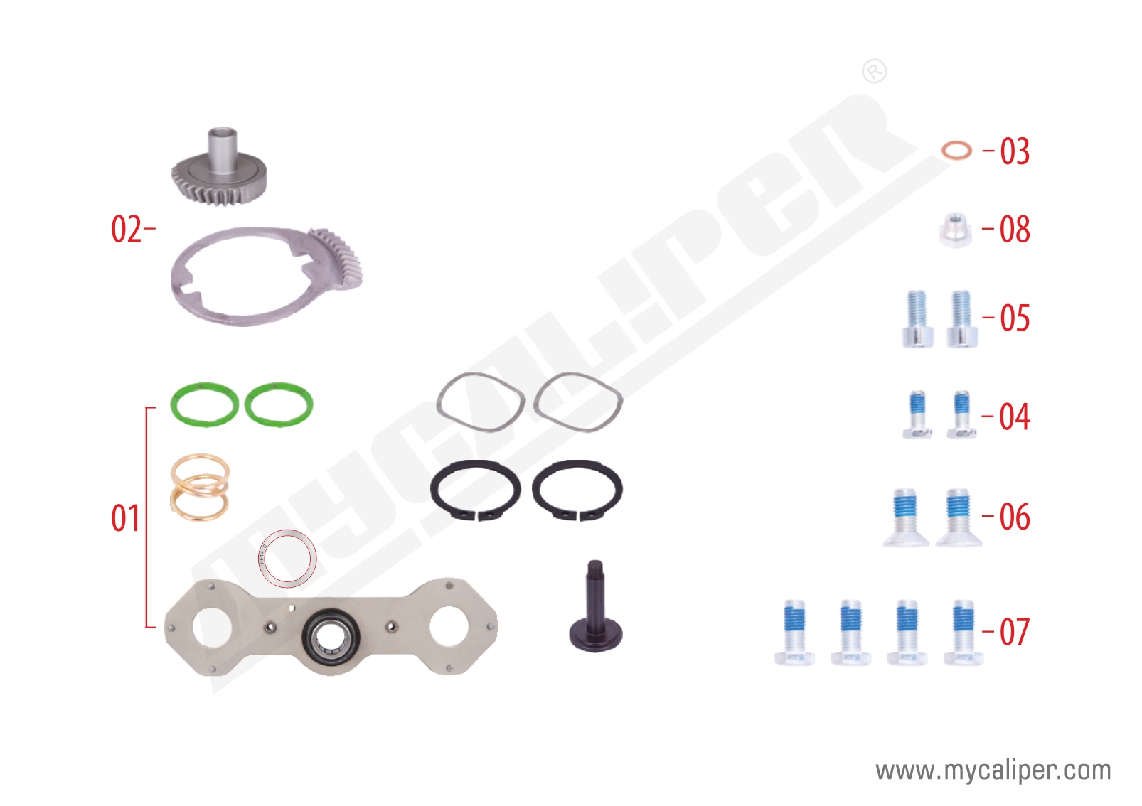 Caliper Adjusting Mechanism Gear Kit (Left) 